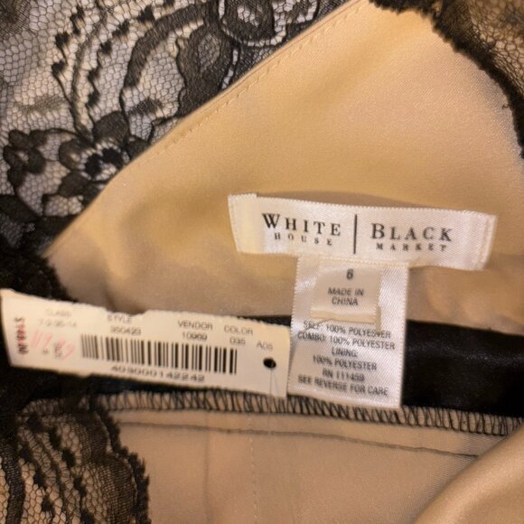 White House Black Market Black Lace Bodycon Dress | Lined | Size 6 - Picture 4 of 4